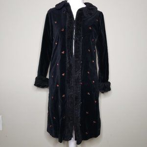 Gymboree Long Pea Coat Black Girls 12 Faux Fur Trim Fall Winter Jacket